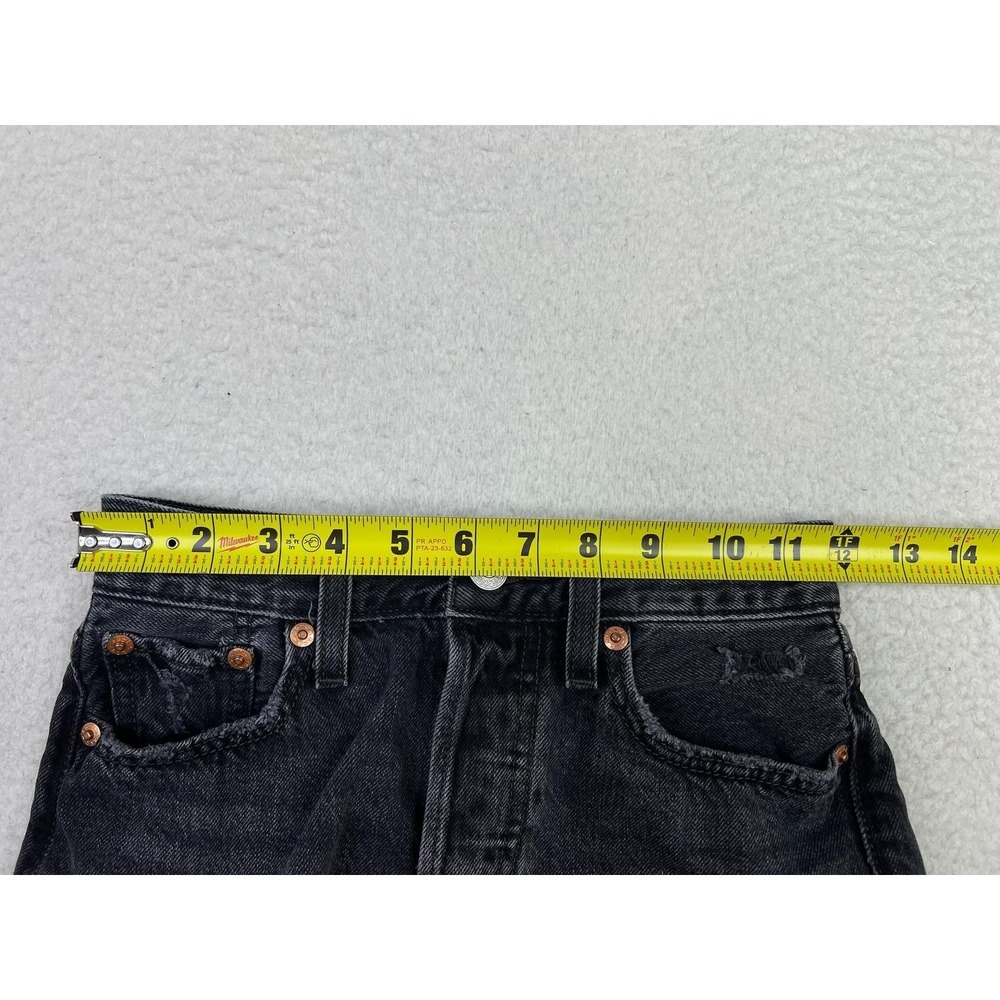 Levis Premium Wedgie Straight Jeans Womens 23 Charcoal Wash High Rise Raw Hem - Picture 14 of 16